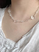 透明纯天然白水晶(白水晶，)项链女锁骨链高级轻奢小众，设计刻面切面颈链