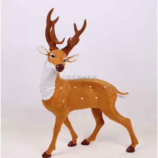圣诞号大鹿公仔麋鹿，装饰品毛绒仿真动物，梅花鹿桌面摆件圣诞树装饰