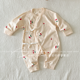 新生婴儿蝴蝶衣服春装，纯棉0-6月宝宝连体衣，哈衣爬服夏季薄款和尚