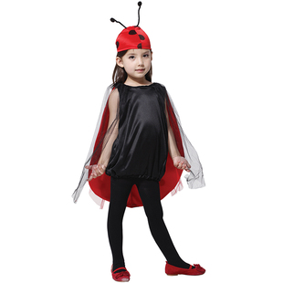 万圣节cosplay服装儿童动物表演服七星瓢虫演出服昆虫装扮衣服