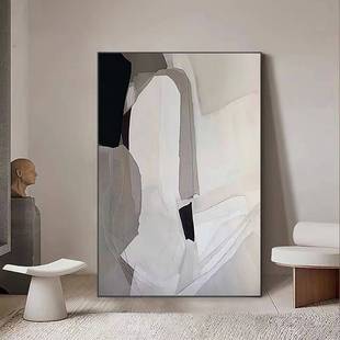 黑白抽象装饰画手绘风油画大幅走廊玄关画客厅沙发背景墙落地挂画