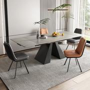 意式岩板餐桌可伸缩现代简约轻奢家用长方形多功能餐桌椅组合