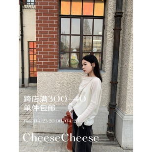 cheese'梦境芭蕾'上衣女春季甜法式马海毛微透长袖白色毛衣针织衫