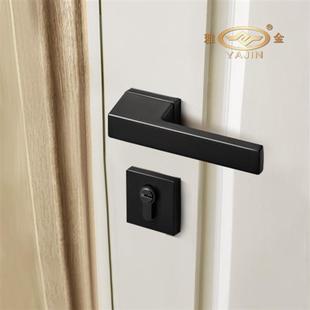 。室内卧室门锁美式黑色锌，合金木门锁通用型执手锁房间实木门把手