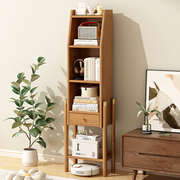 家用简易书柜客厅靠墙落地式多功能置物架电视边柜实木多层收纳柜