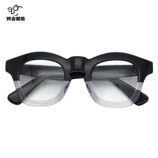 日本黑色粗框宽边小众眼镜框，厚重复古板材，手工眼镜架男配近视女