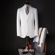 吉约蒙西服套装男白色商务正装新郎结婚礼服主持人演出高级感西装