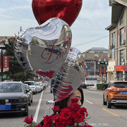 18寸爱心铝膜气球心形铝箔气球，生日情人节订婚结户外装饰场景布置