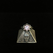 1970s欧洲手工天然粉色水晶花朵纯银标复个性百搭戒指女款17码