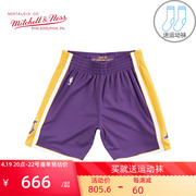 Mitchell Ness复古篮球裤运动裤刺绣AU球员版NBA湖人队科比短裤男