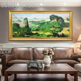 网红手绘大幅山水风景室油画聚盆宝风水画客厅办公装饰画挂画武夷