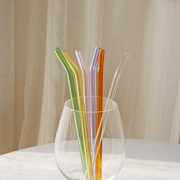 genius高硼硅彩色玻璃吸管，奶茶环保耐热耐冷环保，直管弯头吸管