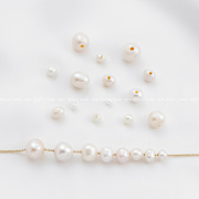 天然淡水珍珠高品质，大孔近圆珠手工diy手链，项链饰品配件材料散珠