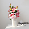 高端百合花假花仿真花摆设塑料花客厅摆设餐桌装饰花白色花艺粉色