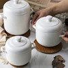 升陶奶白色隔水炖盅双耳带盖陶瓷燕窝专用汤盅家用炖碗蒸蛋盅炖罐