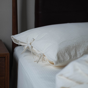 原棉无印染丨日式民宿风，纯色白色四件套全棉，纯棉酒店床单被套床品
