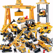工程车玩具套装龙门吊起重机塔吊模型吊车挖掘机男孩玩具车德立信