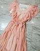韩版仙女夏装新修身荷叶边雪纺橙粉色圆点大摆短袖中长款连衣裙子