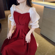 敬酒服新娘感回门红色裙子小礼服平时可穿2022春夏订婚连衣裙