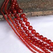 纯天然红玛瑙圆珠4-12mm玉石散珠DIY戒指手链半成品饰品配件