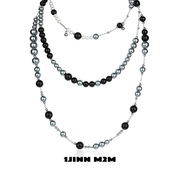 1JINN M2M小众原创设计混色珍珠拼接项链多层叠戴百搭长款毛衣链