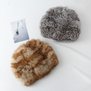 真兔毛帽子女冬天日系，百搭甜美可爱加厚保暖毛线帽兔毛毛针织帽