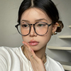 复古豹纹眼镜框镜架，女y2k装饰素颜圆框显脸小平光镜近视可配度数