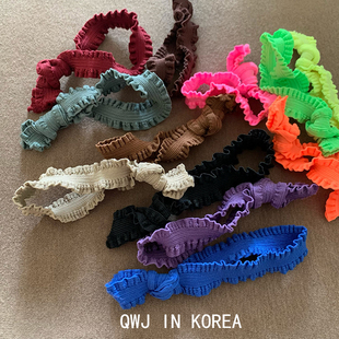 韩国进口荧光色木耳边打结宽皮筋，夏天发(夏天发)绳高马尾丸子头头绳