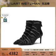 SW STUART RUCHE 75 BOOTIE 春季褶皱女尖头细高跟短靴袜靴