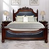 美式实木床真皮双人床卧室主人床婚床欧式复古奢华皮床雕花宫廷床