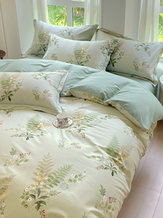 全棉田园风美式花卉四件套床上用品纯棉欧式碎花被套1.8m床笠床单
