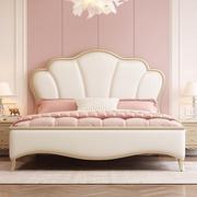 美式轻奢现代实木床，1.5米双人公主床主卧床家具，花瓣床1.8米女孩