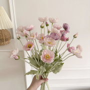 高档粉色冰岛虞美人仿真花，假花ins客厅装饰花卉，摆设花束高级花瓶