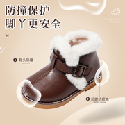 书萌儿童皮靴女童棉靴2023冬季韩版小童公主靴，宝宝加绒保暖鞋