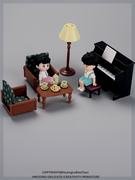 儿童过家家仿真玩具钢琴茶几沙发微缩模型客厅场景创意娃屋小摆件