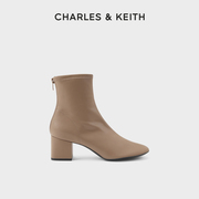 charles&keith女靴，ck1-91680120女士简约通勤中跟短靴