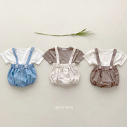 1-2岁婴儿背带哈衣夏季衣服女宝宝0-3-6个月连体，衣包屁衣吊带爬服