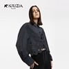 kkrizia深灰色，设计感镂空轻薄羊毛短款衬衫上衣女