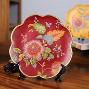 现代中式赏盘陶瓷盘，摆盘客厅玄关博古架桌面装饰盘墙壁挂盘送摆架