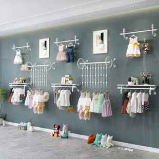 服装店展示架女童童装货架上墙正侧挂壁挂墙壁，衣服架子挂衣架组合