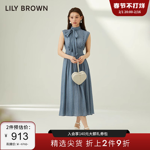 LILY BROWN春夏款甜美无袖蝴蝶结系带收腰连衣裙LWFO231266