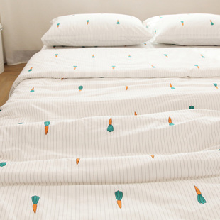 AFISHTANG成长萝卜简约清新文艺全棉床单被套纯棉被罩床笠可