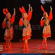 新疆服装儿童雪纺舞裙女孩，大摆连衣裙印度舞，演出民族维吾族舞蹈服