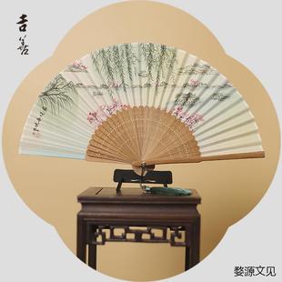 扇子6寸真丝女式折扇，手绘女扇出国扇杭州丝绸扇绢扇