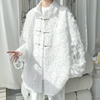 新中式男士长袖衬衫春秋季大码中国风白色休闲衬衣服潮牌宽松外套