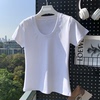 白色短袖t恤女2024年纯色，夏季纯棉修身圆领，t桖打底衫百搭上衣