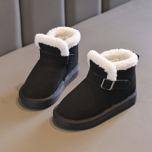 女童雪地靴2023防水防滑面包鞋冬季加绒加厚儿童大棉鞋中大童
