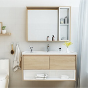 北欧简约洗脸洗手池面盆浴柜，组合实木浴室柜挂墙式卫生间洗漱台