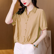 韩国时尚洋气衬衫女士2024年夏装上衣雪纺衫时髦小衫女装衬衣