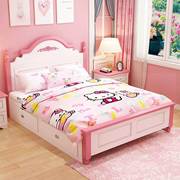 韩式实木双人床1.8m公主，床粉色女孩床1.5米单人储物床青少年单床